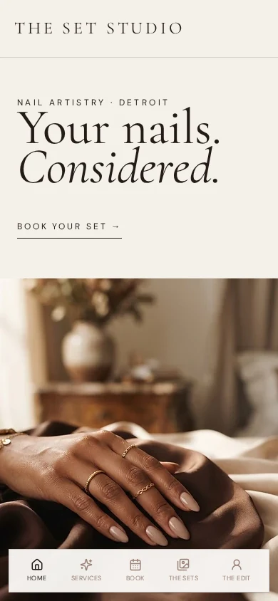 THE SET STUDIO mobile website preview